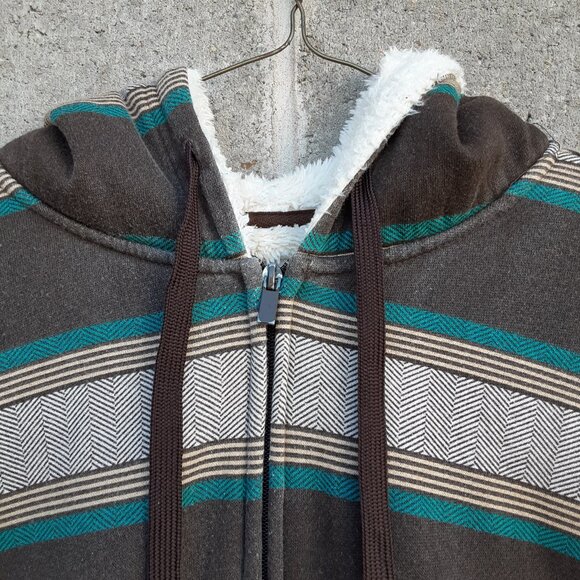 No Boundaries Hooded Jacket Womens 2XL 50-52 Brown Horizontal Strips 2683-543 - Picture 6 of 10